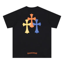 CHH Heart T Shirts Cross Leather Print Short Sleeve T-Shirt Loose