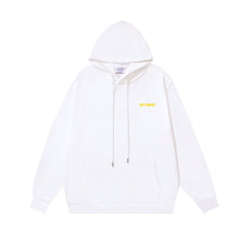 OW letter print pattern pullover hooded sweater