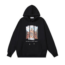 OW audio train print pattern pullover hooded sweater
