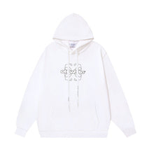 OW hollow arrow pattern print hooded sweater