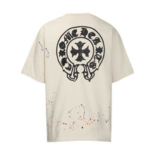 CHH Heart T Shirts Cross Leather Print Short Sleeve T-Shirt Loose