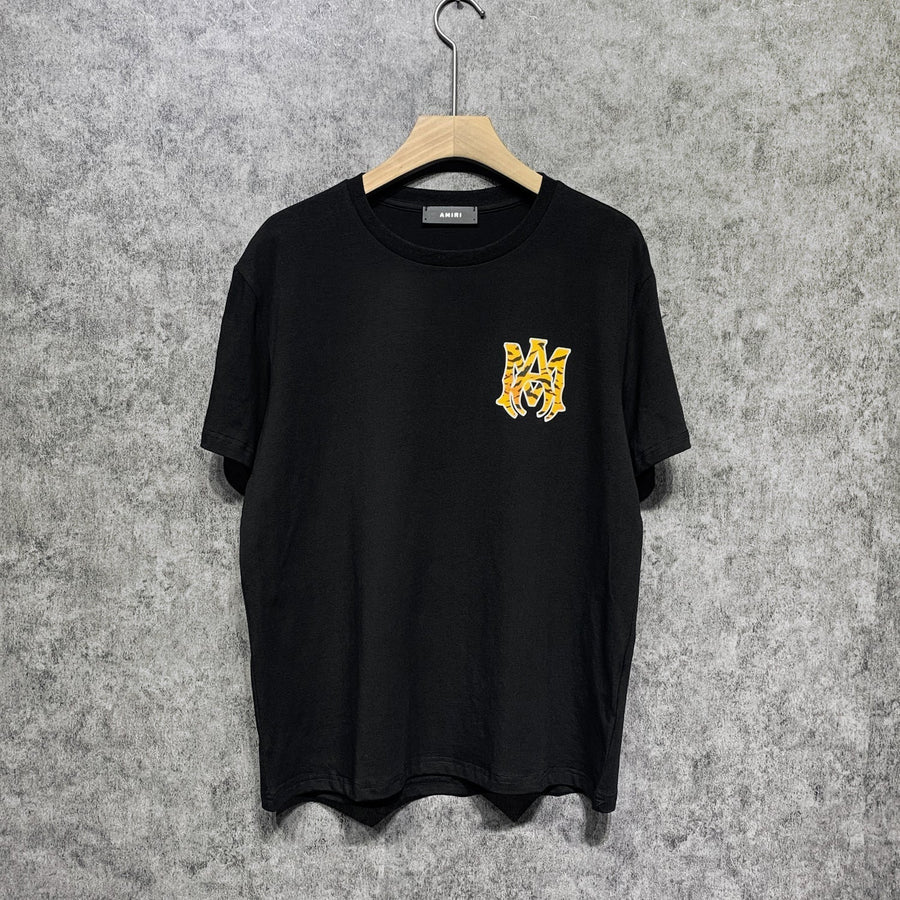 Amiri T Shirt Tiger Pattern Letter Print Casual round Neck Short Sleeve T-shirt