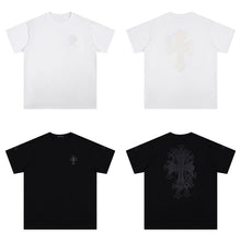 CHH Heart T Shirts Croix Cross Color Embroidery Printed Short Sleeve T-Shirt Loose