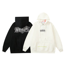 OW Chaos Letter Print Pattern Fleece Hooded Sweater