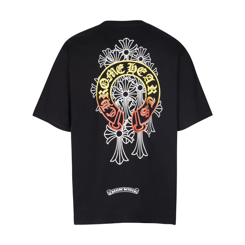 CHH Heart T Shirts Cross Color Printed Short Sleeve T-Shirt Loose