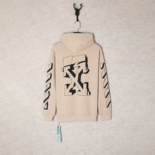 OW curved arrow pattern pullover hooded sweater