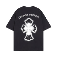 CHH Heart T Shirts Croix Cross Leather Printed Short Sleeve T-Shirt