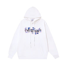 OW flower logo pattern print hooded sweater
