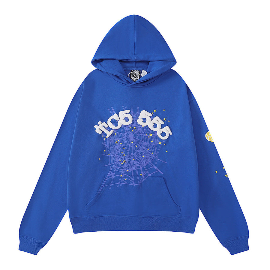 Sp5der Hoodie Puff Print Pure Cotton Suit