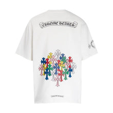 CHH Heart T Shirts Colorful Cross Flower Arm Short Sleeve