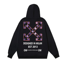 OW Star Letter Arrow Pattern Pullover Hooded Sweater