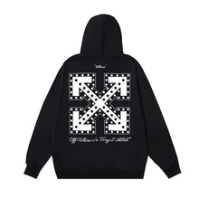OW letter arrow pattern pullover hooded sweater