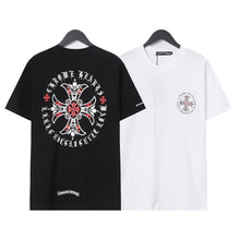 CHH Heart T Shirts Croix Cross Leather Printed Short Sleeve T-Shirt