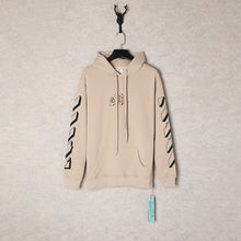 OW curved arrow pattern pullover hooded sweater