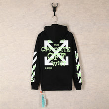 OW fluorescent letter arrow pullover hooded sweater