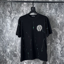 CHH Heart T Shirts Cross Leather Print Short Sleeve T-Shirt Loose