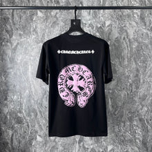 CHH Heart T Shirts Chrome Hearts Pink Sanskrit Short Sleeve T-Shirt