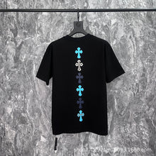 CHH Heart T Shirts Cross Leather Print Short Sleeve T-Shirt Loose