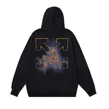 OW Colorful Crack Angel Arrow Print Hooded Sweater