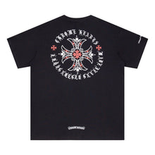 CHH Heart T Shirts Red Cross Sanskrit Letter Short Sleeve T-Shirt