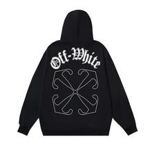 OW Sanskrit alphabet arrow print hooded sweater
