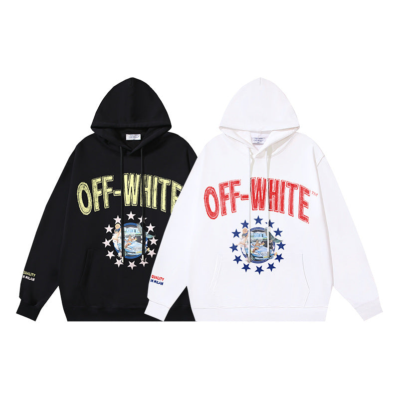Off White hoodie Angel Letter Pattern Pullover Hood