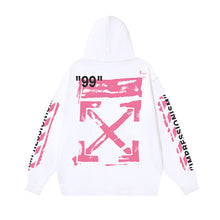 OW 99 Digital Pink Arrow Graffiti Printed Hooded Sweater