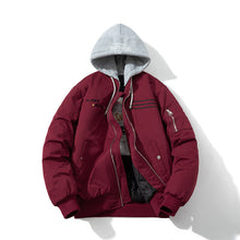 Mens Vintage Jackets Padded Thickened Baseball Jacket Hooded Embroidered Cotton Jacket