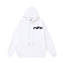 OW incomplete letter print pattern pullover hooded sweater