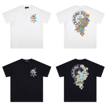CHH Heart T Shirts Cross Leather Print Short Sleeve T-Shirt Loose