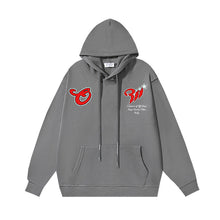 OW cartoon letter pattern print hooded sweater