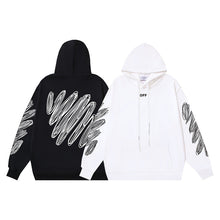OW diagonal striped wavy line print hooded sweater