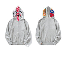 Bathing Ape Bape Hoodie Grey Pink Double Hood Cardigan Zip Hooded Fleece Shark