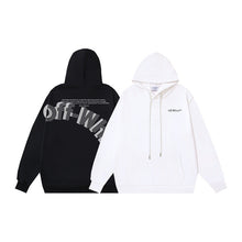OW oblique LOGO letter print pullover hooded sweater