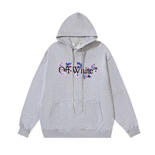 OW flower logo pattern print hooded sweater