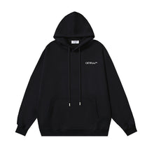 OW oblique LOGO letter print pullover hooded sweater
