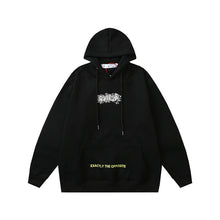 OW Chaos Letter Print Pattern Fleece Hooded Sweater