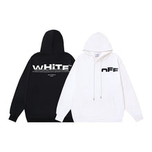 OW incomplete letter print pattern pullover hooded sweater