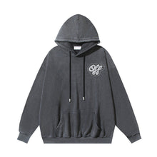 OW creative letter pattern washing water old hooded sweater