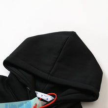 OW Chaos Letter Print Pattern Fleece Hooded Sweater