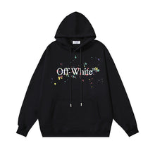 OW splash ink splash paint letter pattern pullover hooded sweater