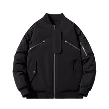 Mens Vintage Jackets Baseball Suit Solid Color Padded Jacket Flight Suit