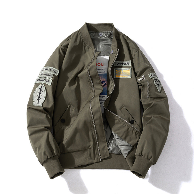 Mens Vintage Jackets Flight Suit Jacket Vintage Embroidered Baseball Suit Hooded