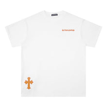 CHH Heart T Shirts Cross Leather Print Short Sleeve T-Shirt Loose