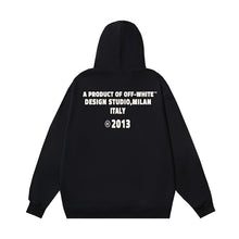 OW Black Crystal Letter Printed Pattern Hooded Sweater