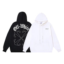 OW Sanskrit alphabet arrow print hooded sweater
