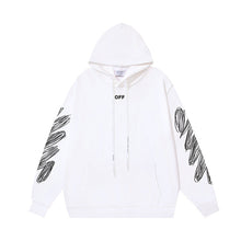 OW diagonal striped wavy line print hooded sweater