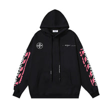 OW 99 Digital Pink Arrow Graffiti Printed Hooded Sweater