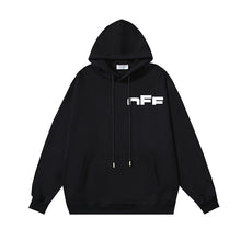 OW incomplete letter print pattern pullover hooded sweater