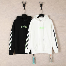 OW fluorescent letter arrow pullover hooded sweater